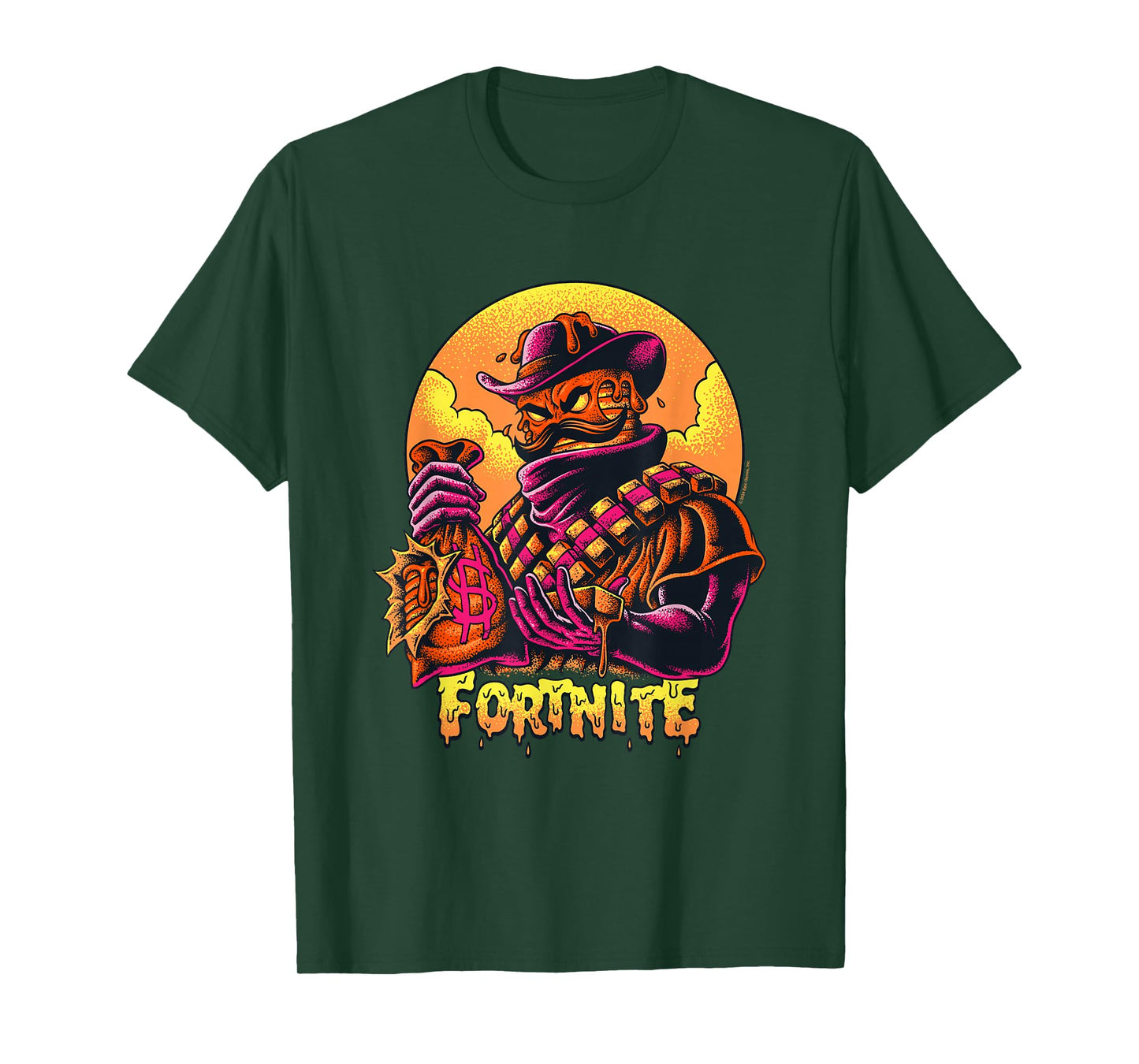 Fortnite Iconic Mancake Cowboy Distressed Big Chest Portrait T-Shirt