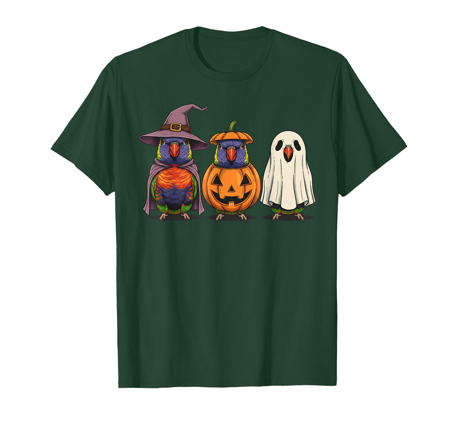Spooky Ghost Lorikeet Parrot Lover Pumpkin Halloween T-Shirt