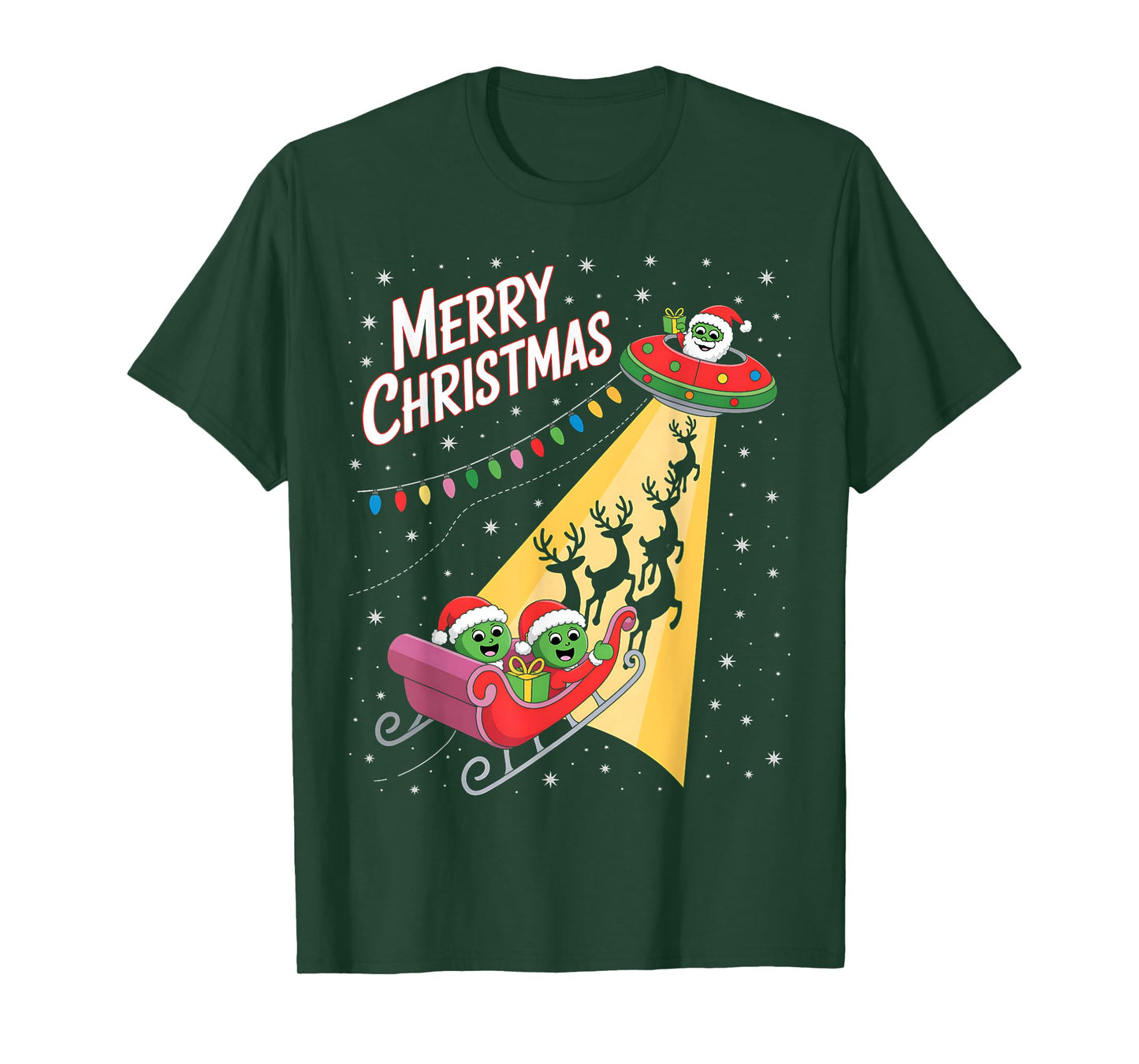 Funny Alien Trio Merry Ugly Christmas Santa Hat Gifts Xmas T-Shirt
