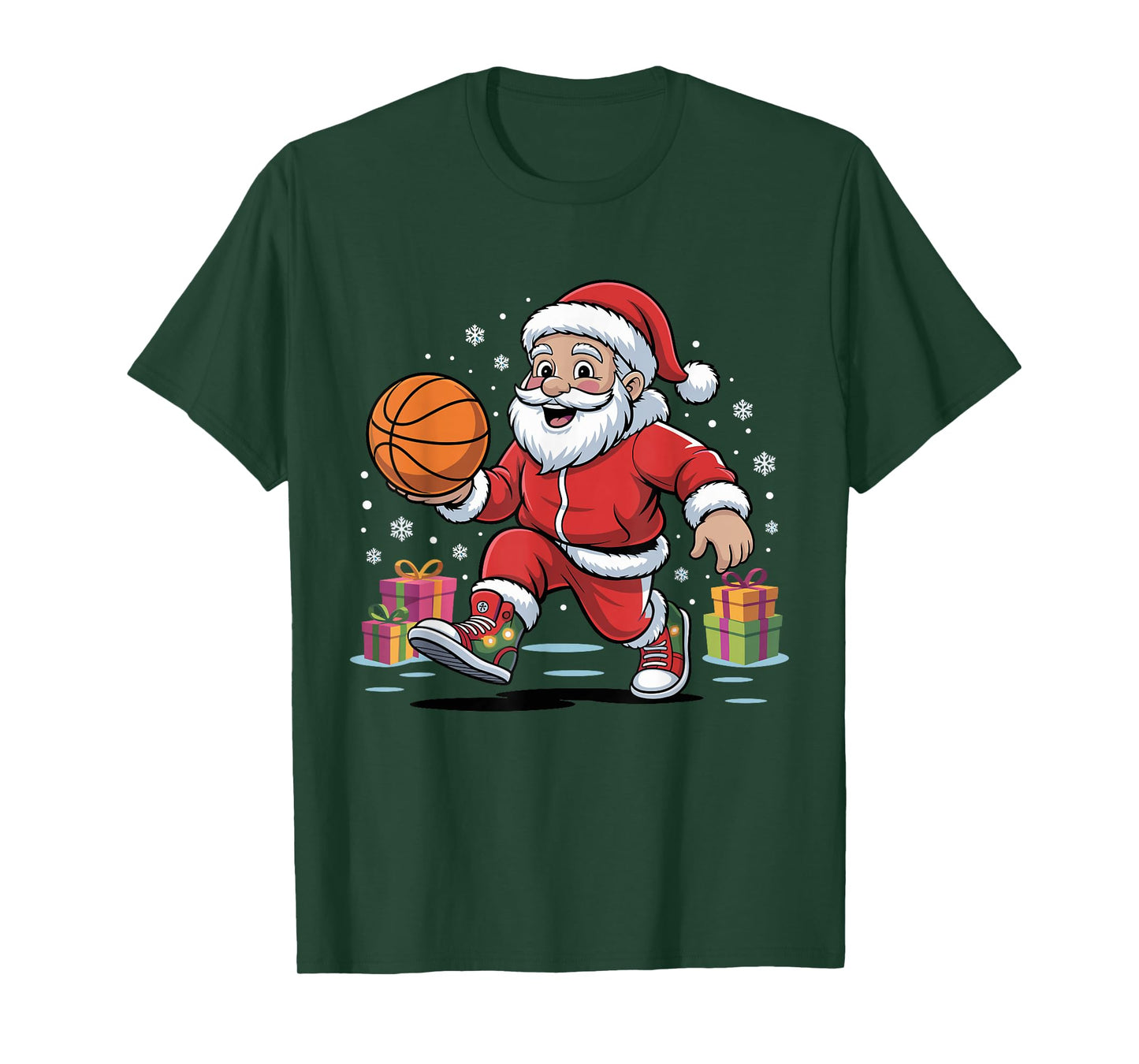 Santa Playing Basketball Funny Holiday Christmas Xmas Pajama T-Shirt