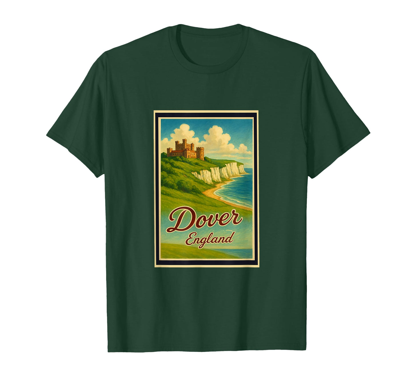 50s Vintage Dover Cliffs City England UK Poster Art Graphic T-Shirt