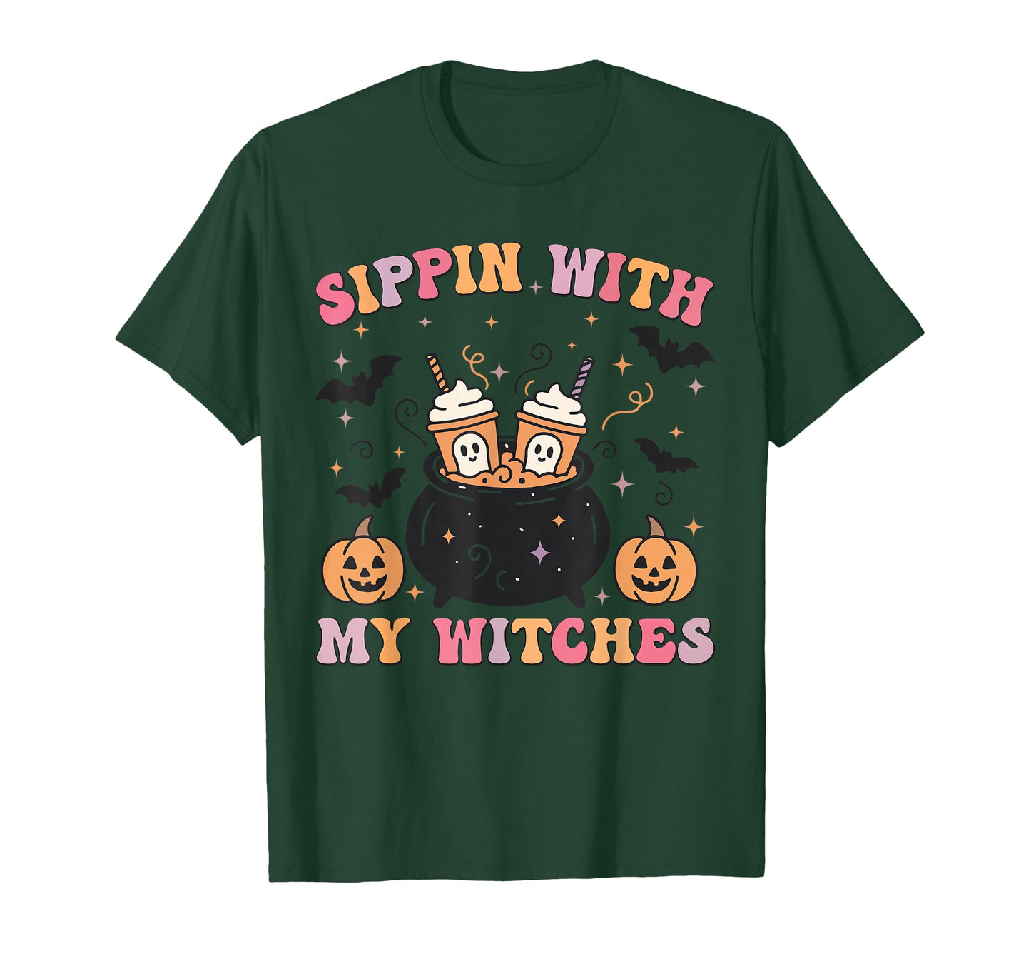 Halloween, Sippin with My Witches, Pumpkin, Fall, Coffee T-Shirt