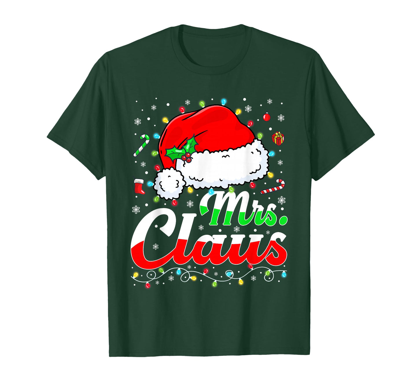 Mr and Mrs Claus Couples Matching Christmas Pajamas Santa T-Shirt