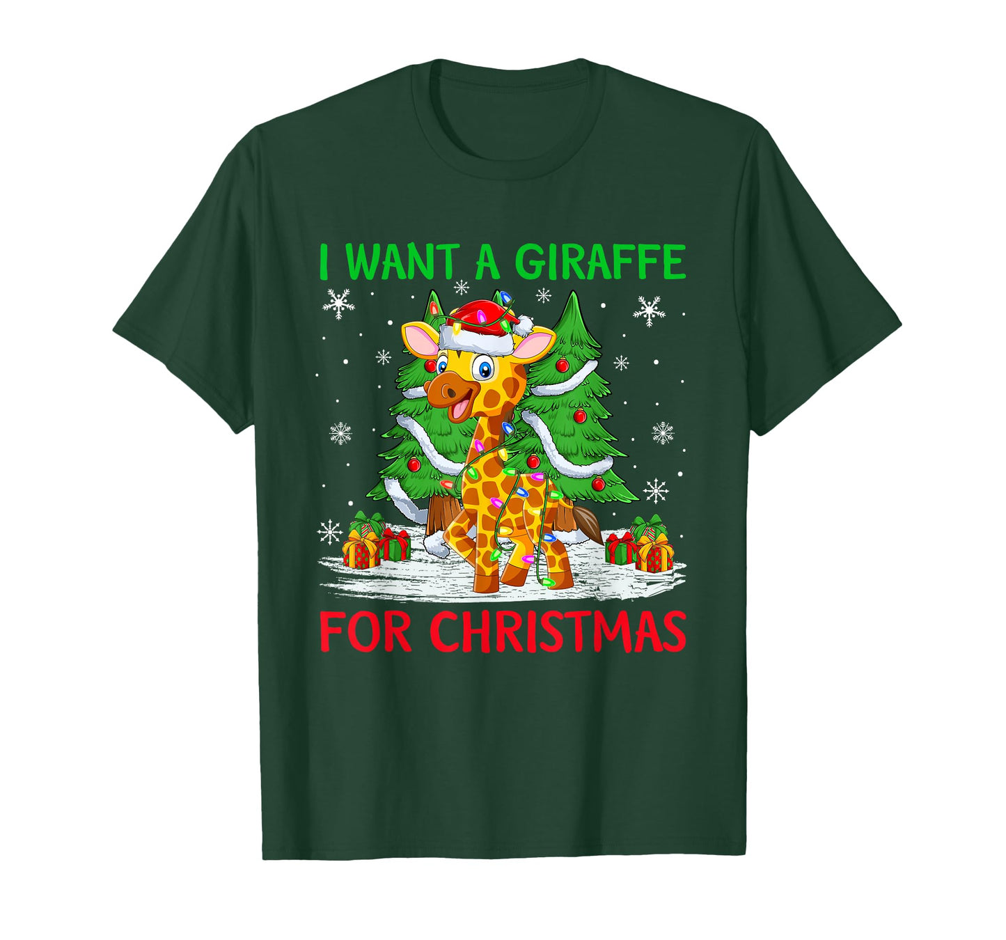 I Want A Giraffe for Christmas Cute Giraffe Xmas Boys Girls T-Shirt