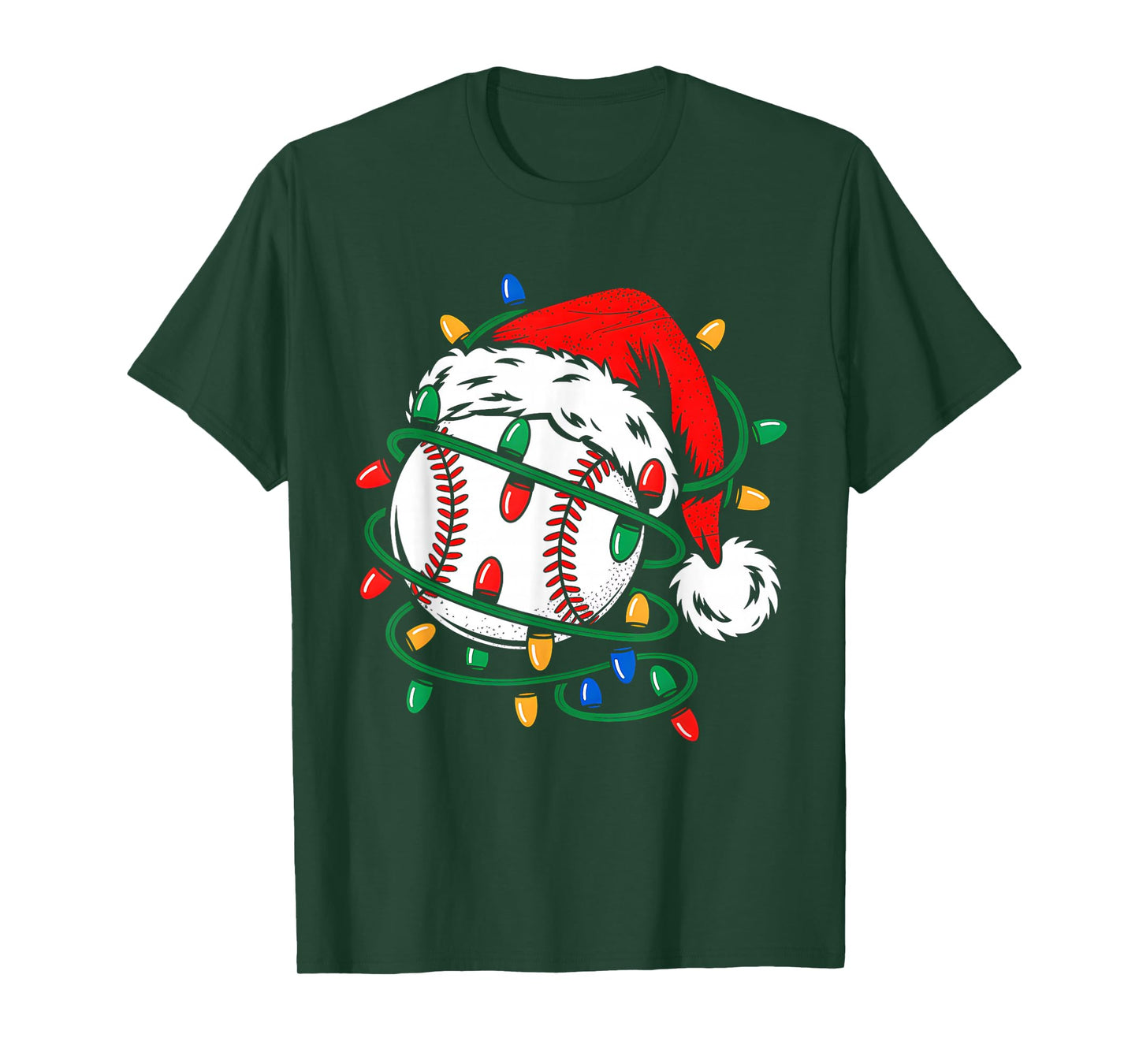 Baseball Ball Santa Hat Xmas Funny Christmas Baseball Lover T-Shirt