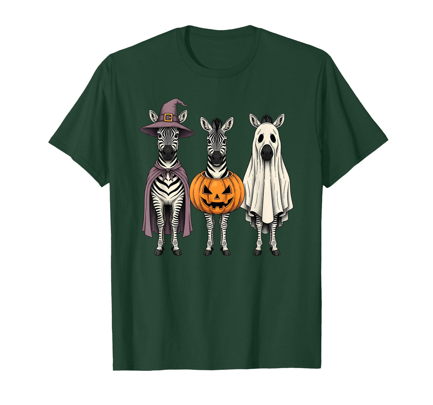 Spooky Ghost Zebra Pumpkin Halloween Safari Animal T-Shirt