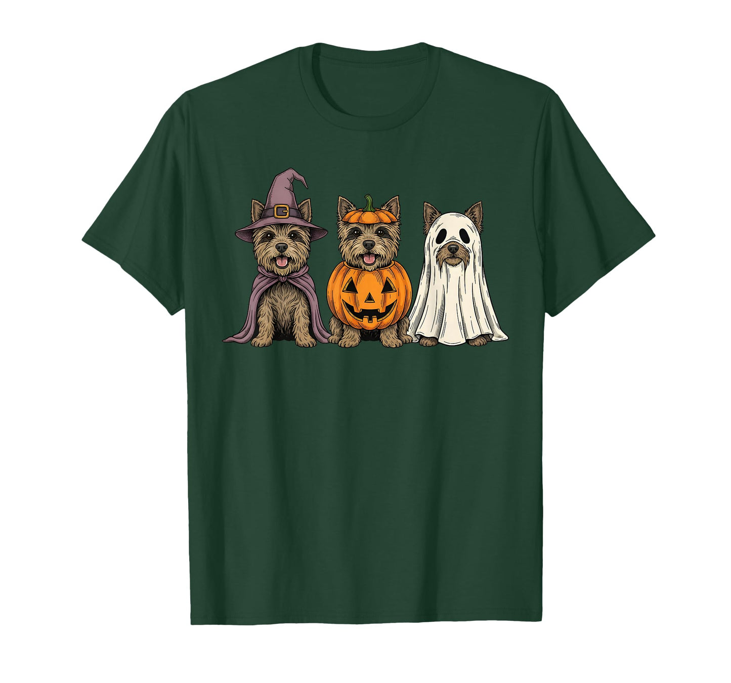 Spooky Ghost Cairn Terrier Pumpkin Halloween Dog Lover T-Shirt