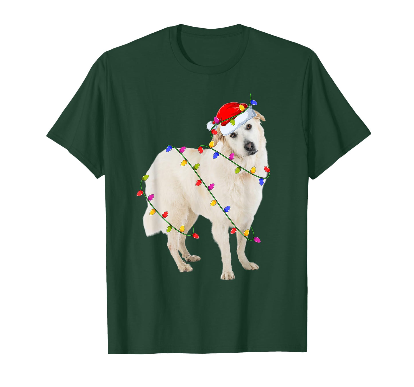 Great Pyrenees Dog Christmas Lights Santa Pet Dog Lover Xmas T-Shirt