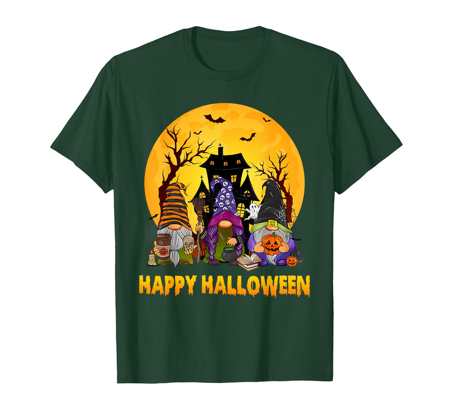 Vintage Retro Happy Halloween Witchy Gnomes Spooky Season T-Shirt