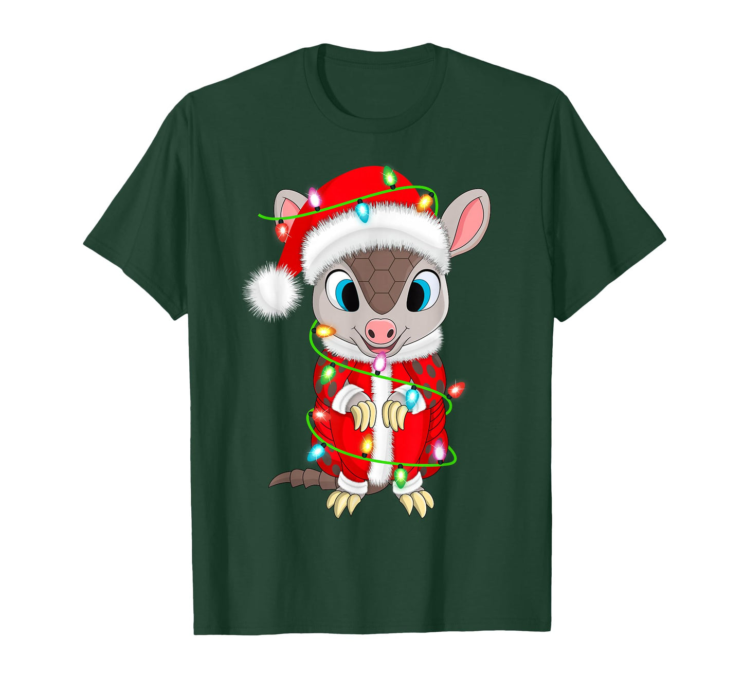 Armadillo Christmas Lights Santa Costume Cute Animal Xmas T-Shirt