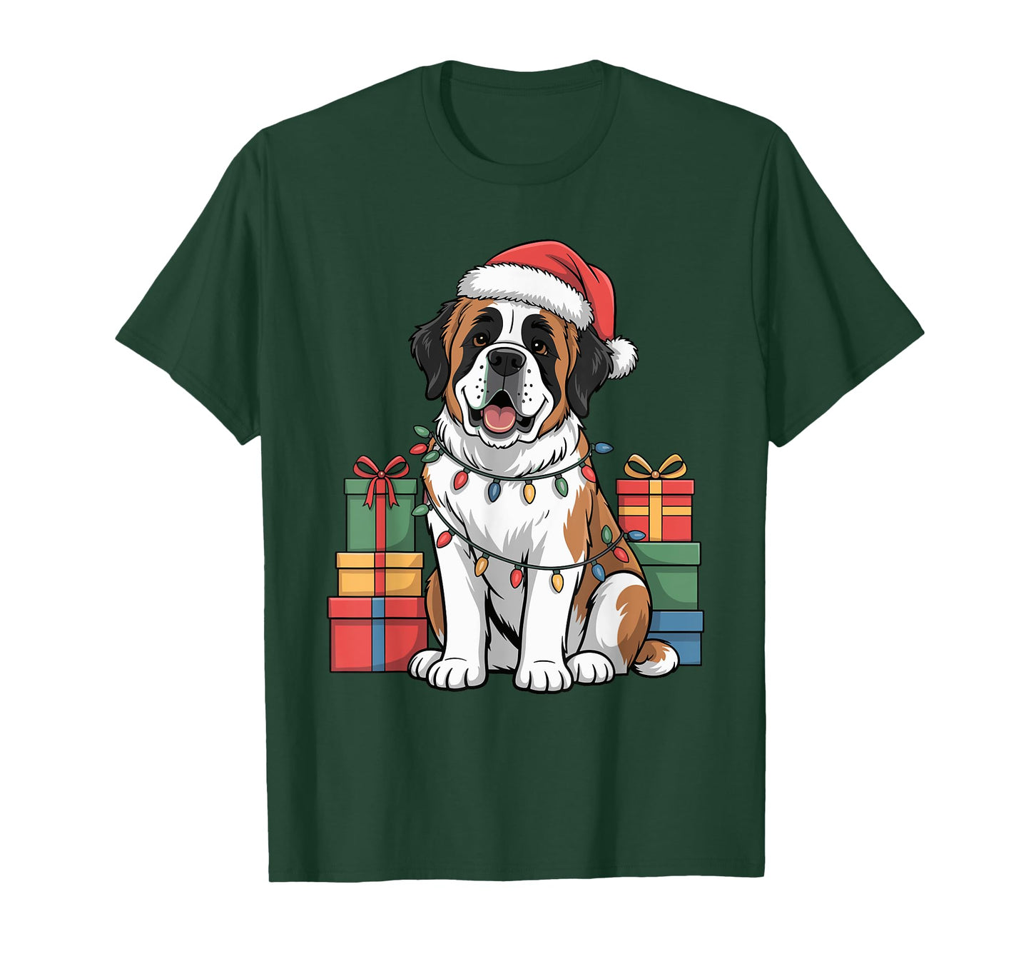 Cute Saint Bernard Christmas Design Funny Dog Lover Holiday T-Shirt