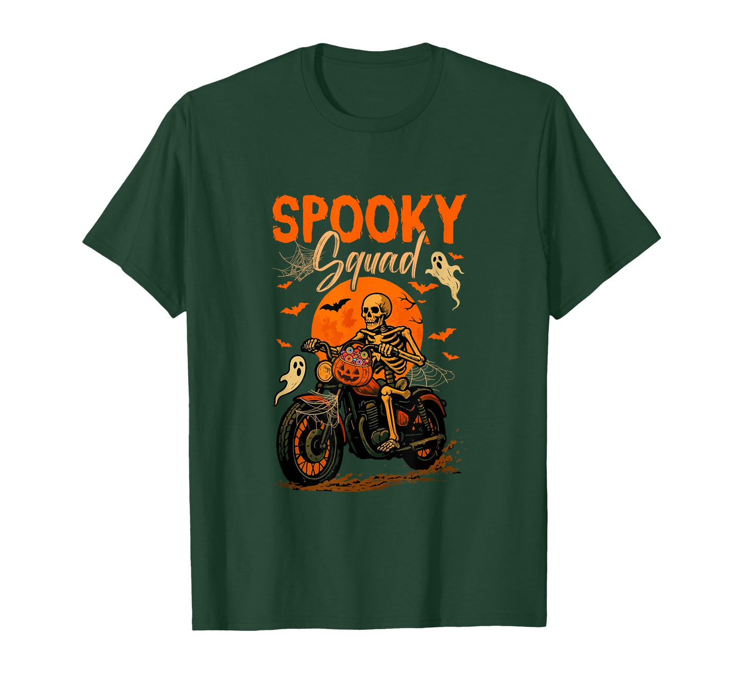 Spooky Halloween Squad Skeleton Riding Motocycle Horror Boo T-Shirt