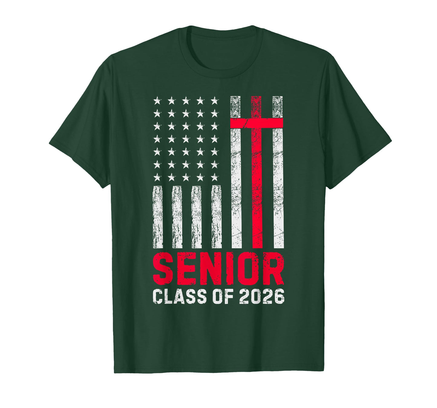 Senior Class of 2026 US Flag Cross Christian Graduation 2026 T-Shirt
