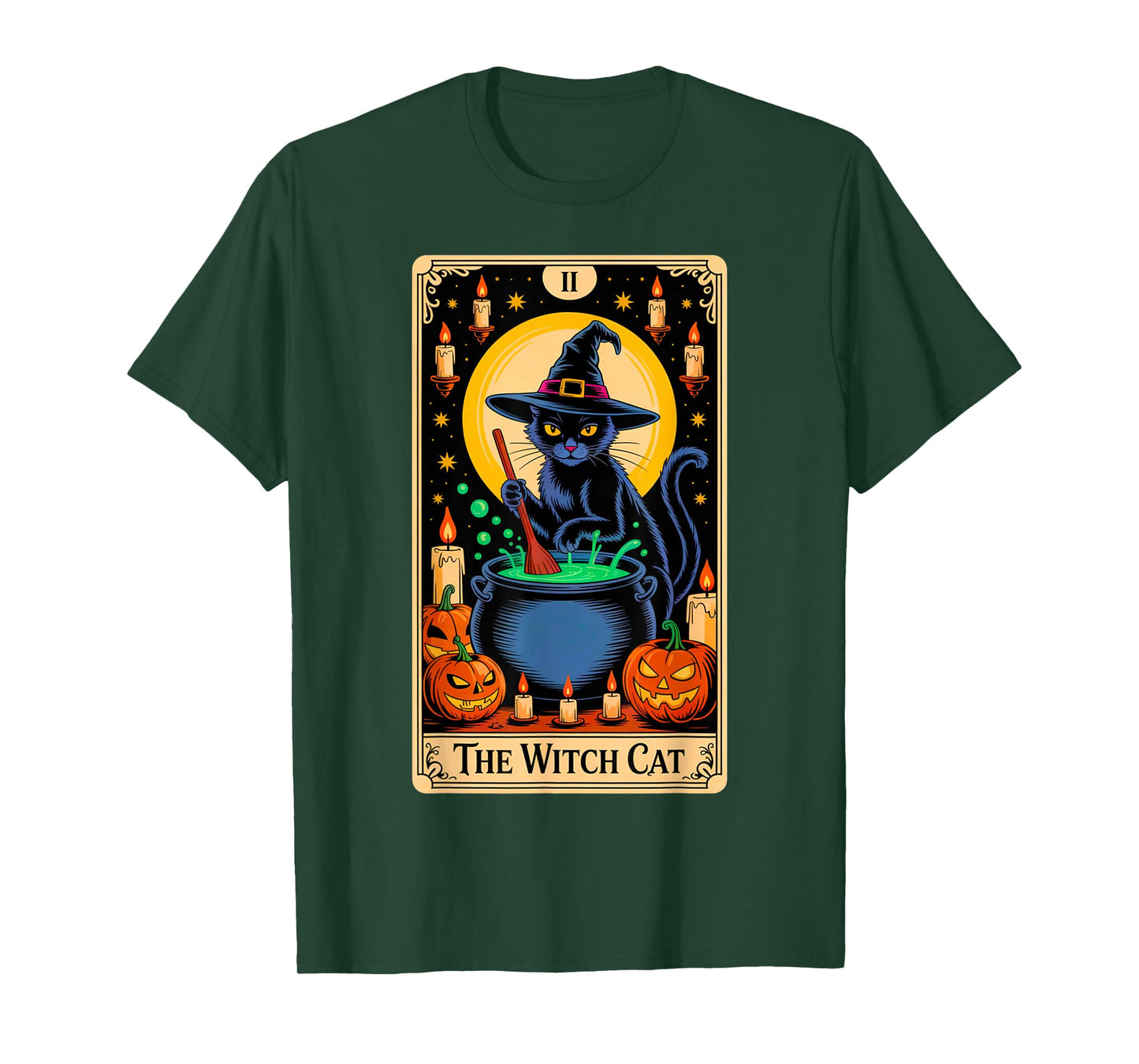 The Witch Cat Halloween Tarot Card Costume Kitten Cat Lover T-Shirt