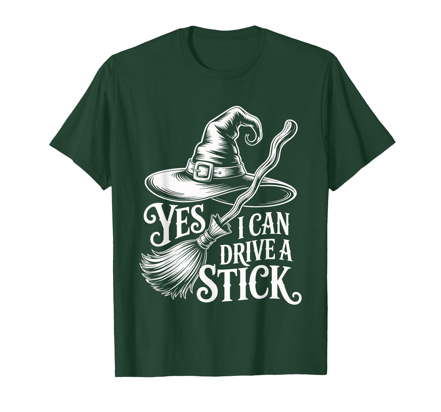 Yes I Can Drive A Stick Halloween Witch Spooky Broomstick T-Shirt