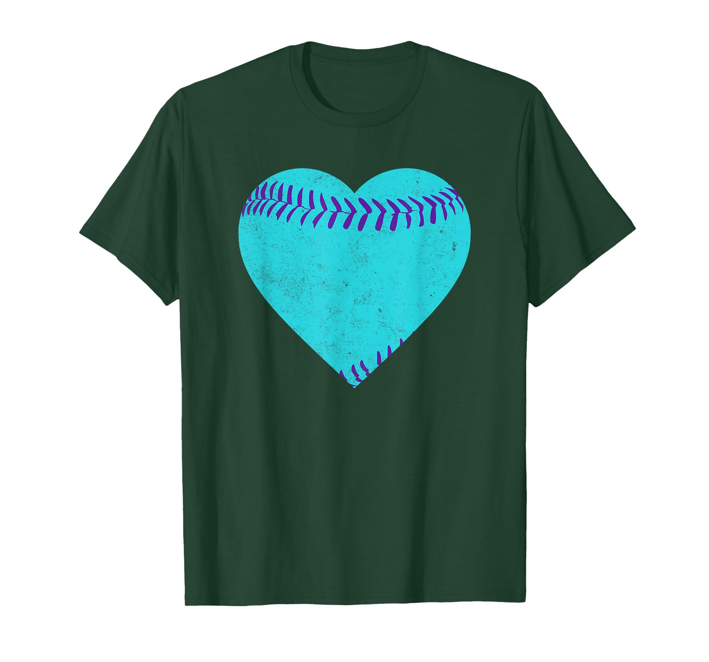 Vintage Teal and Purple Baseball Heart T-Shirt
