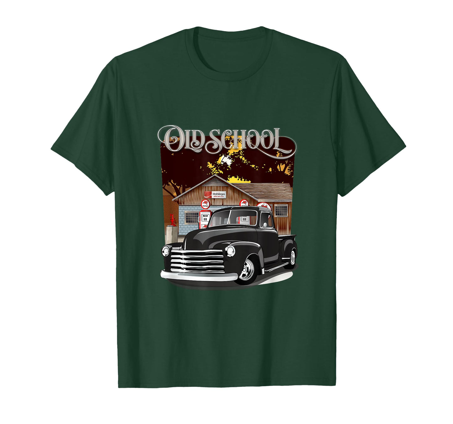 1948 Classic Truck with Old School Service Station Design T-Shirt