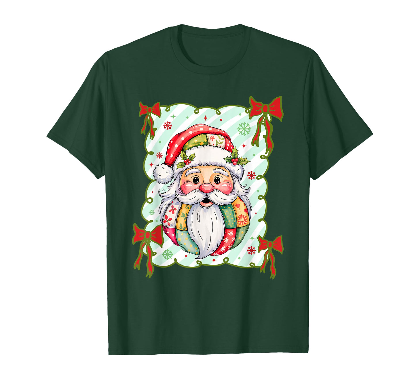 Coquette Patchwork Santa Claus Christmas, Santa Claus Xmas T-Shirt