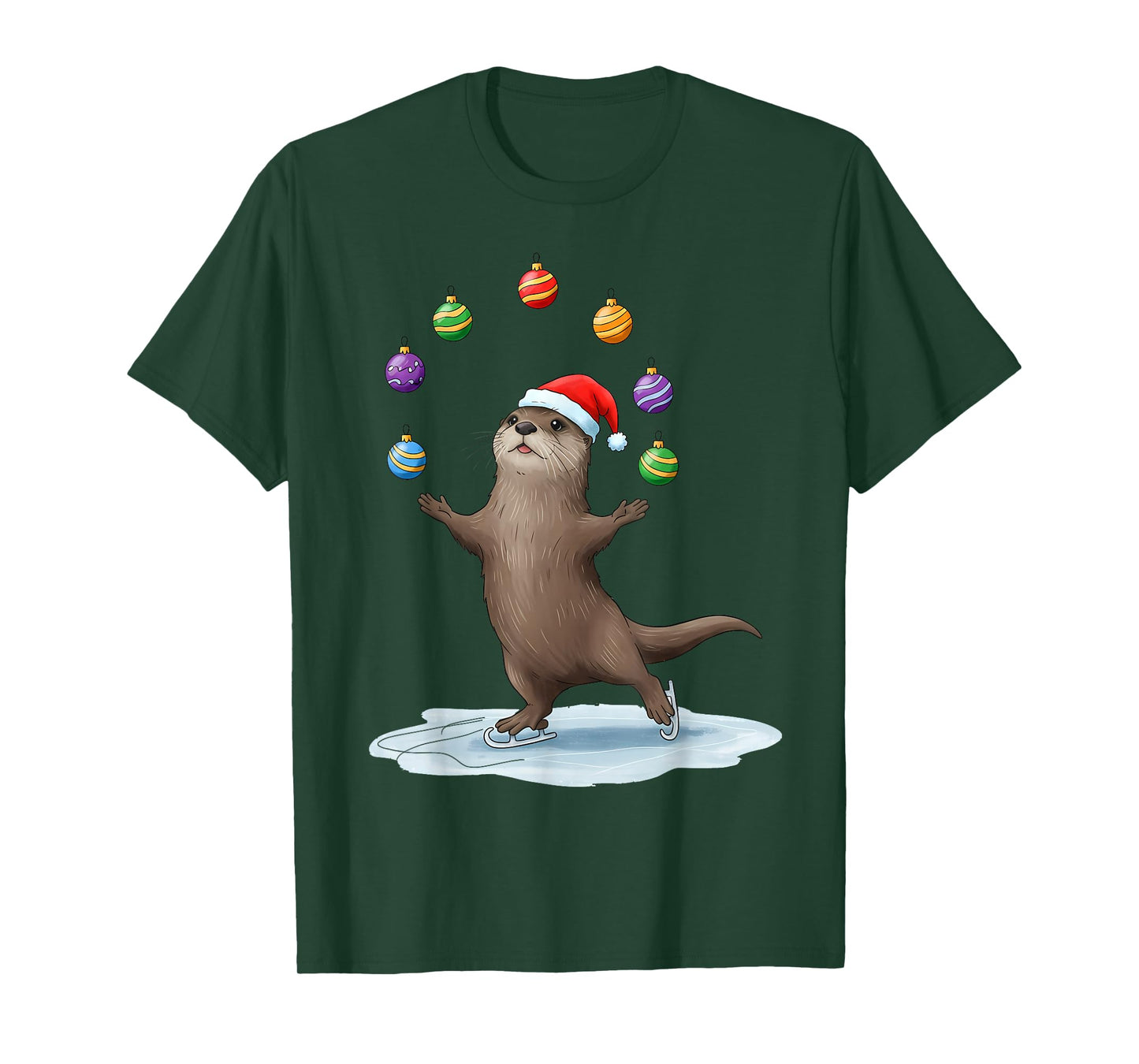 Winter Wonderland Otter Juggling Holiday Cheer T-Shirt