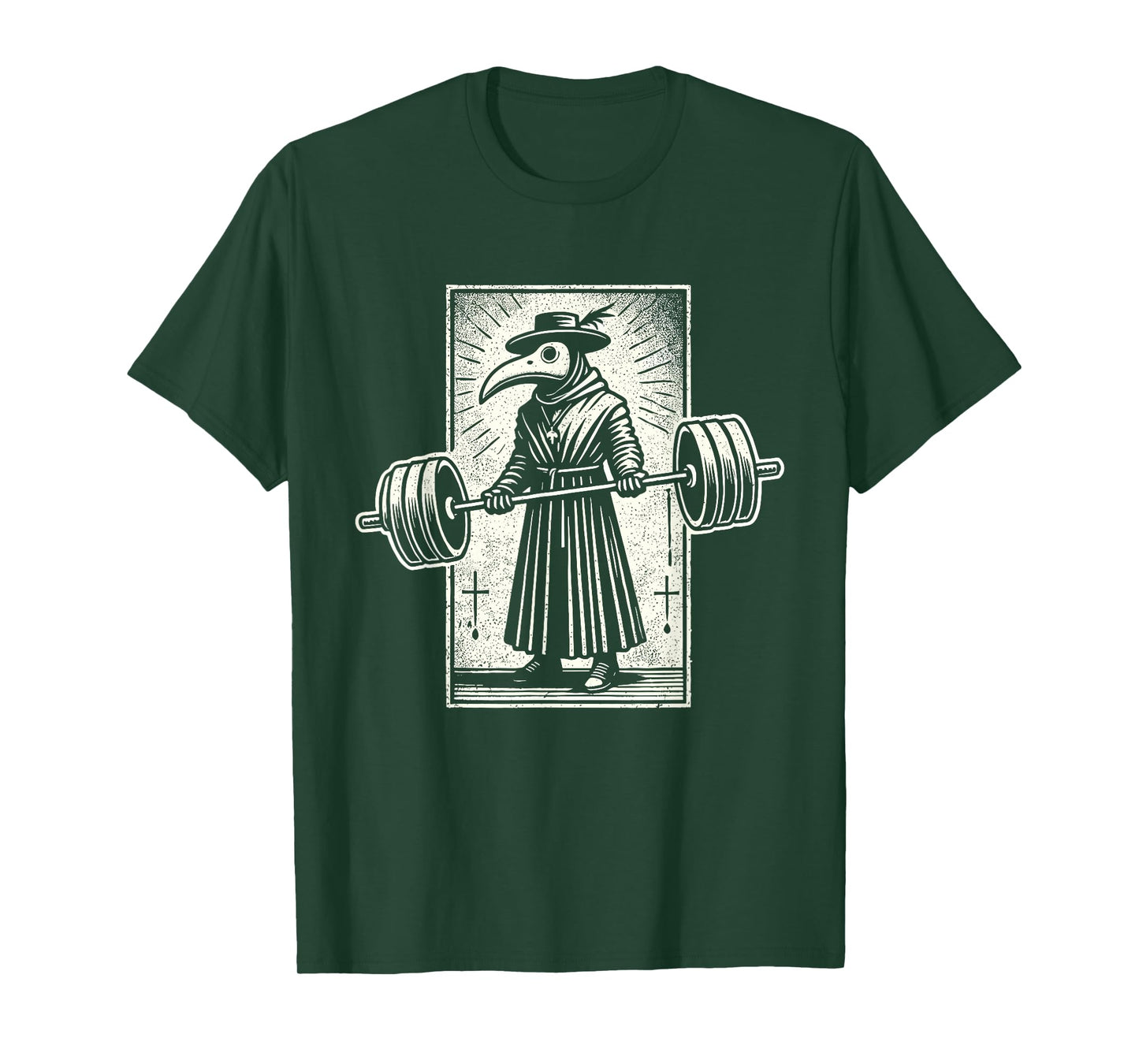 Plague Doctor Weightlifting Funny Retro Vintage Gym Workout T-Shirt