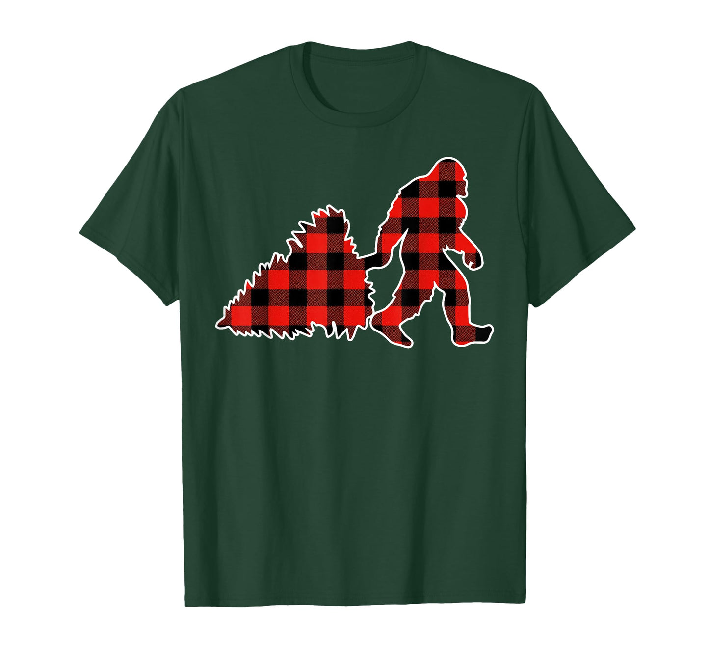 Red Buffalo Plaid Pajama Bigfoot Christmas T-Shirt