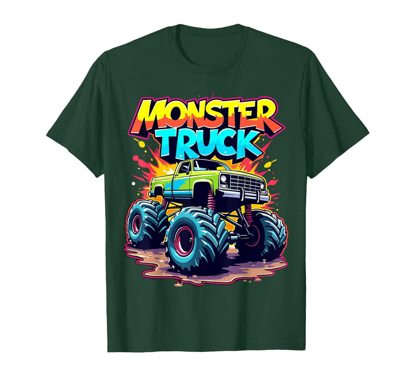 Monster Truck Birthday Party Colorful Monster Trucks T-Shirt
