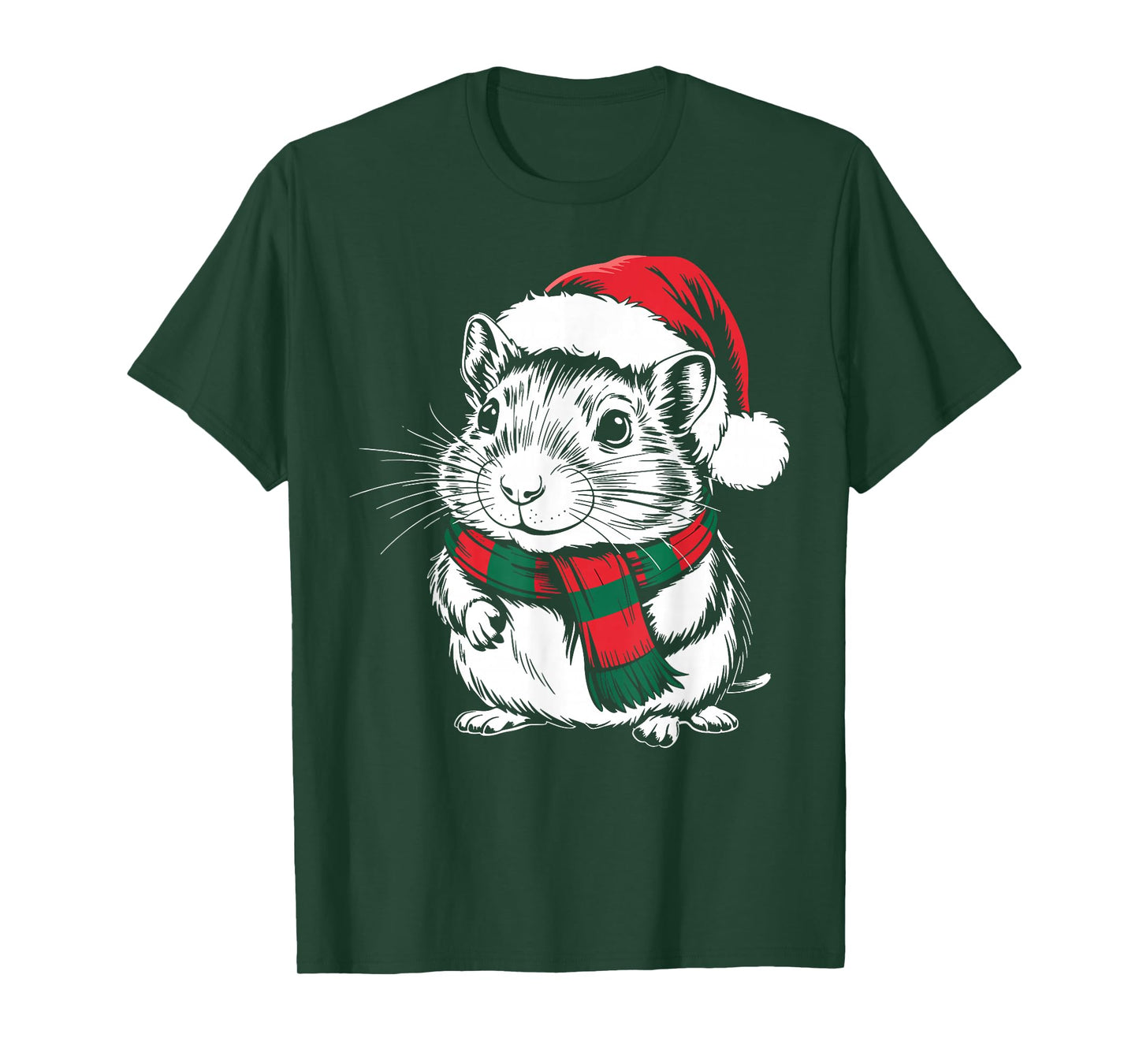 Gerbil Xmas Santa Hat Scarf Christmas Costume T-Shirt