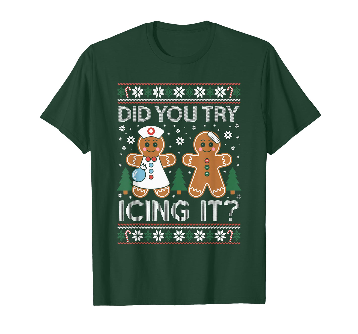 Did You Try Icing It Retro Christmas Gingerbread Nurse Squad T-Shirt