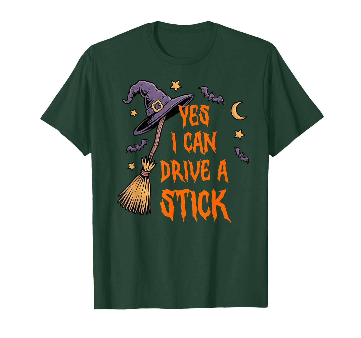 Yes I Can Drive A Stick Funny Halloween Witch T-Shirt