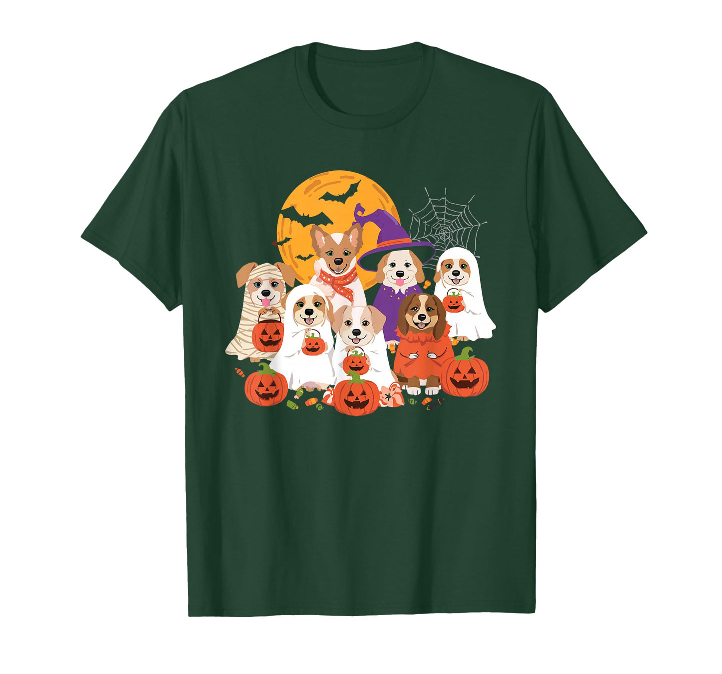 Cute Mummy Witch Ghost Halloween Dog Costume Men Women Kids T-Shirt
