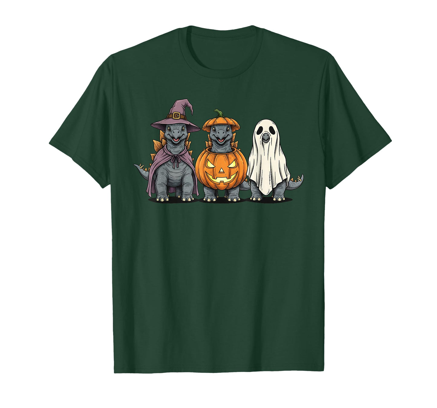 Spooky Ghost Stegosaurus Dinosaur Lover Pumpkin Halloween T-Shirt