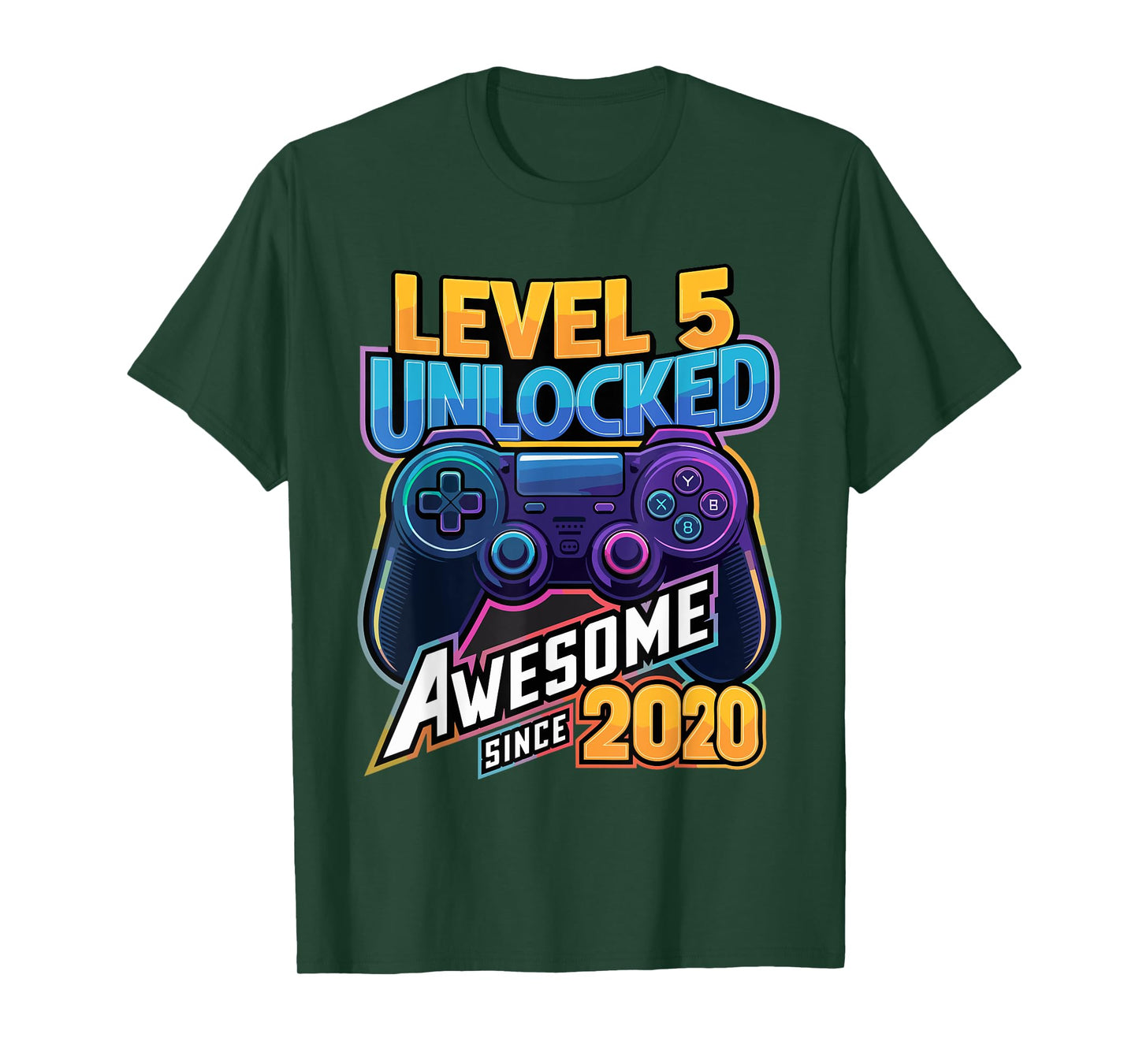 Level 5 Unlocked Awesome Since 2020 5th Birthday Gaming T-Shirt
