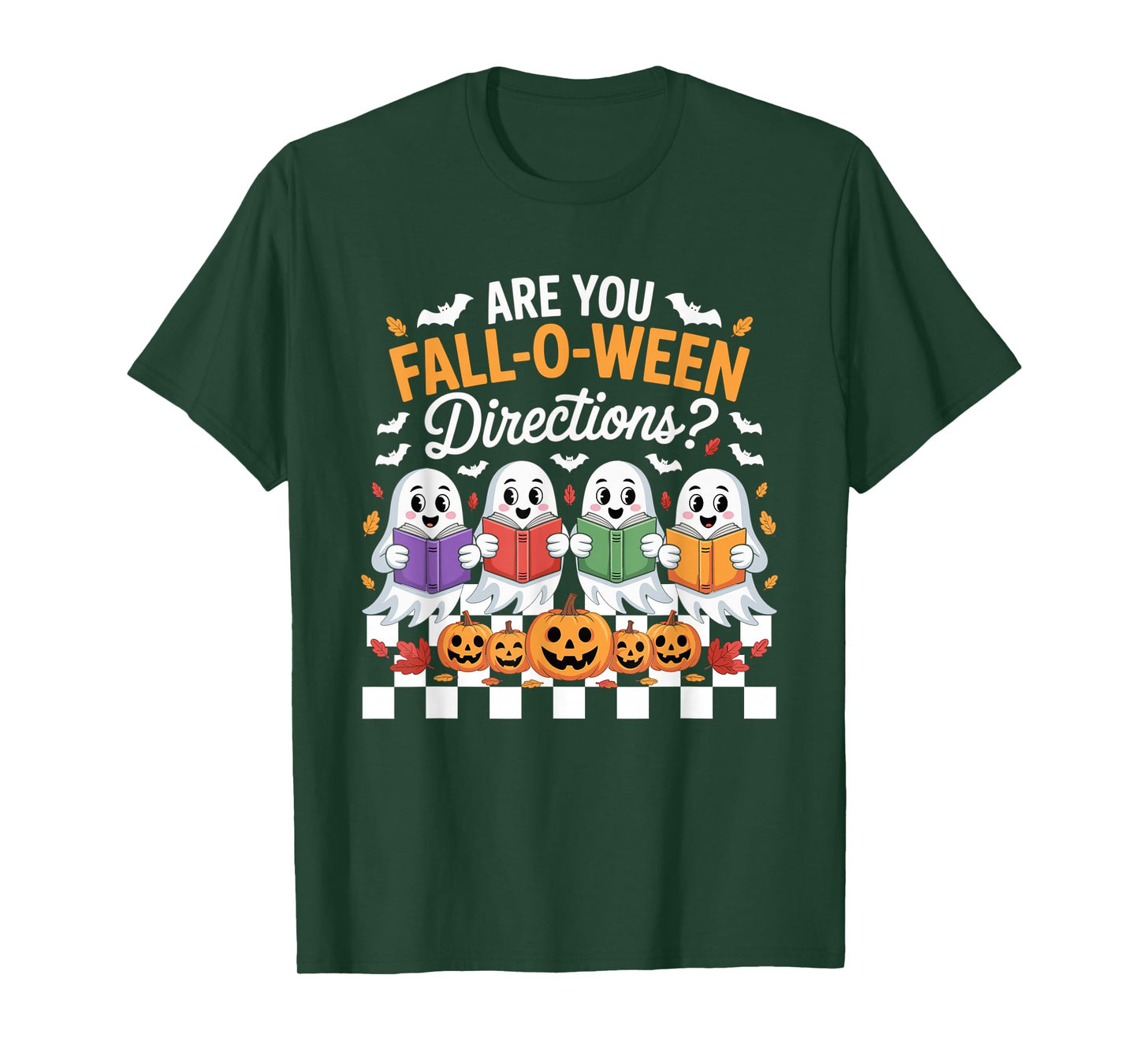 Fall-O-Ween Directions Funny Halloween Teacher Ghost Joke T-Shirt