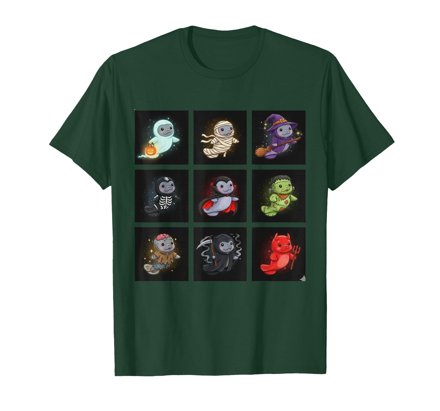 Funny Cute Manatee Boo Witch Zombie Vampire Halloween T-Shirt