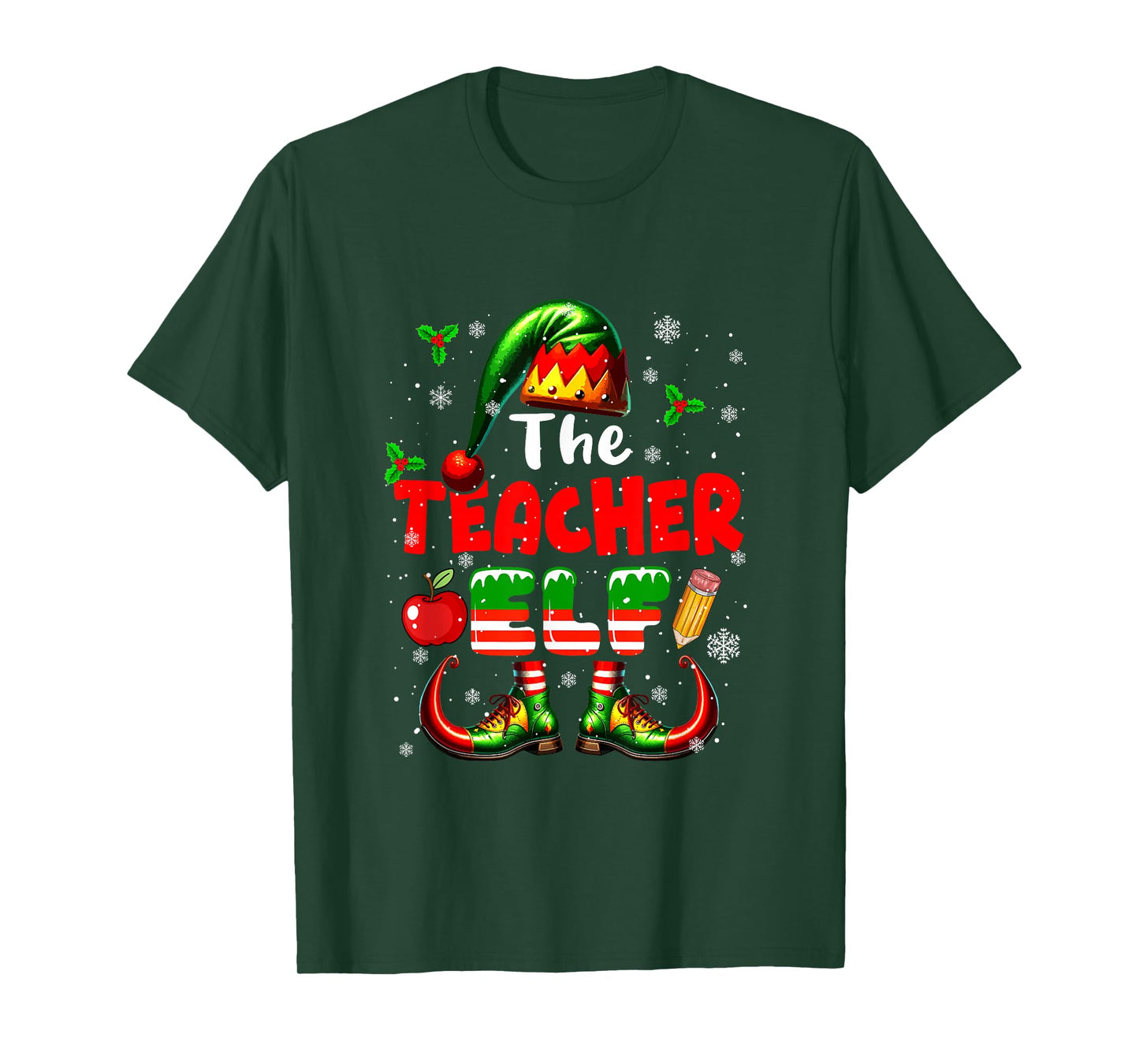 The Teacher Elf Christmas Funny Job Team Matching Parties T-Shirt