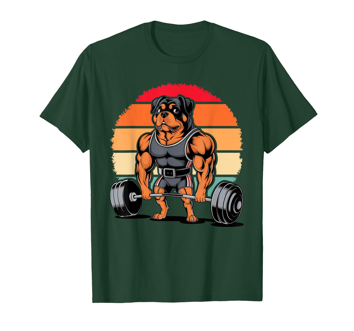 Muscle Rottweiler Dog Deadlifting Gym Weightlifting Workout T-Shirt
