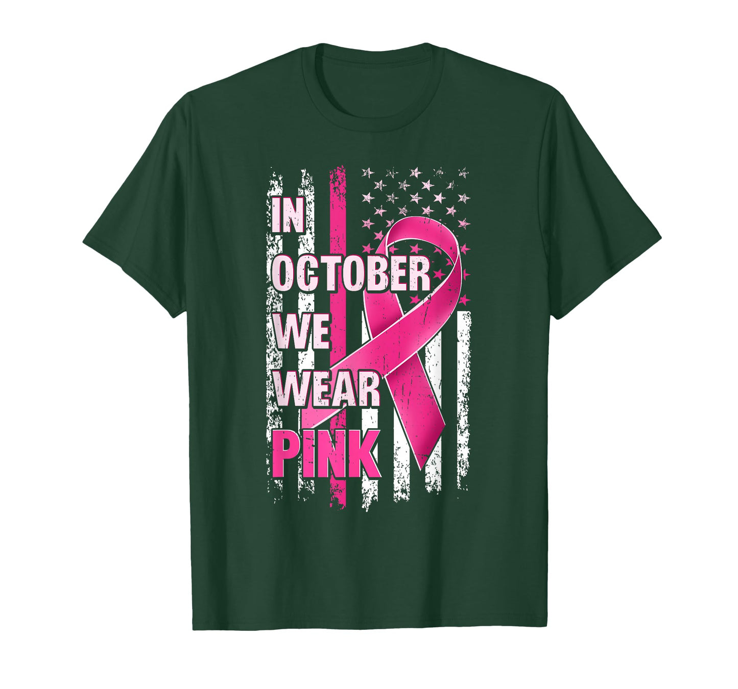 Vintage American Flag Breast Cancer Awareness Men Women Kids T-Shirt