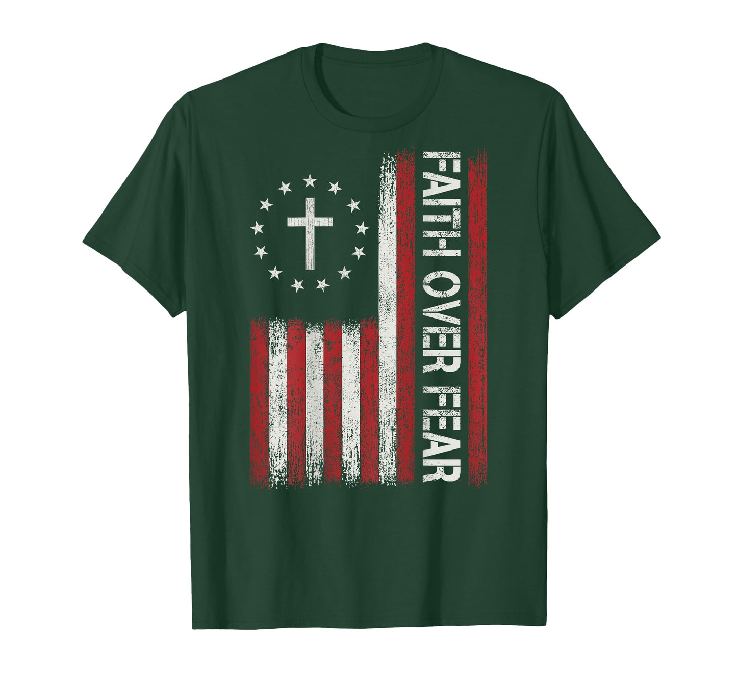 Faith Over Fear God Jesus Christian Bible Cross Religious T-Shirt