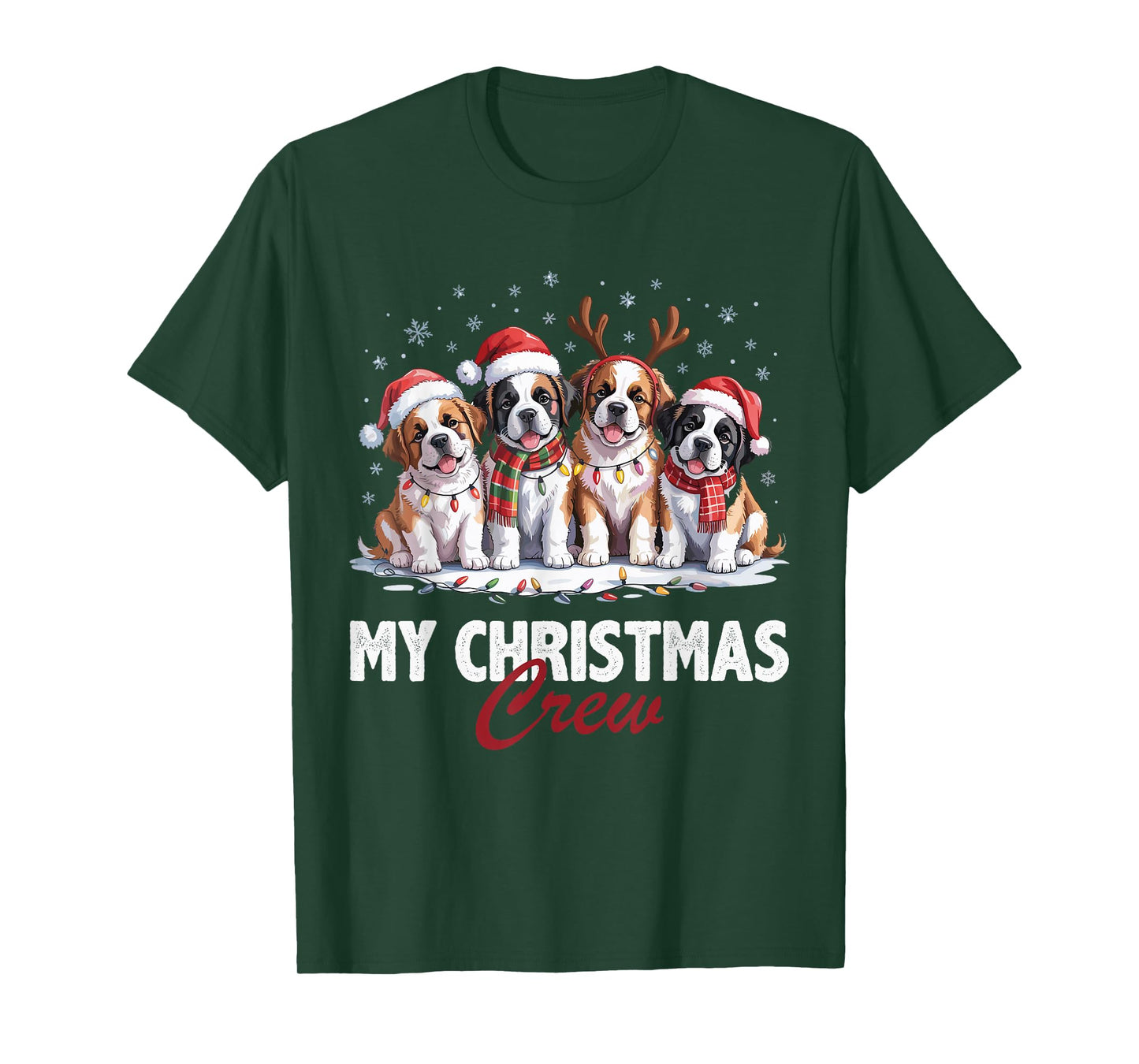 Saint Bernard Christmas Crew Funny Dog Lovers Holiday Pajama T-Shirt