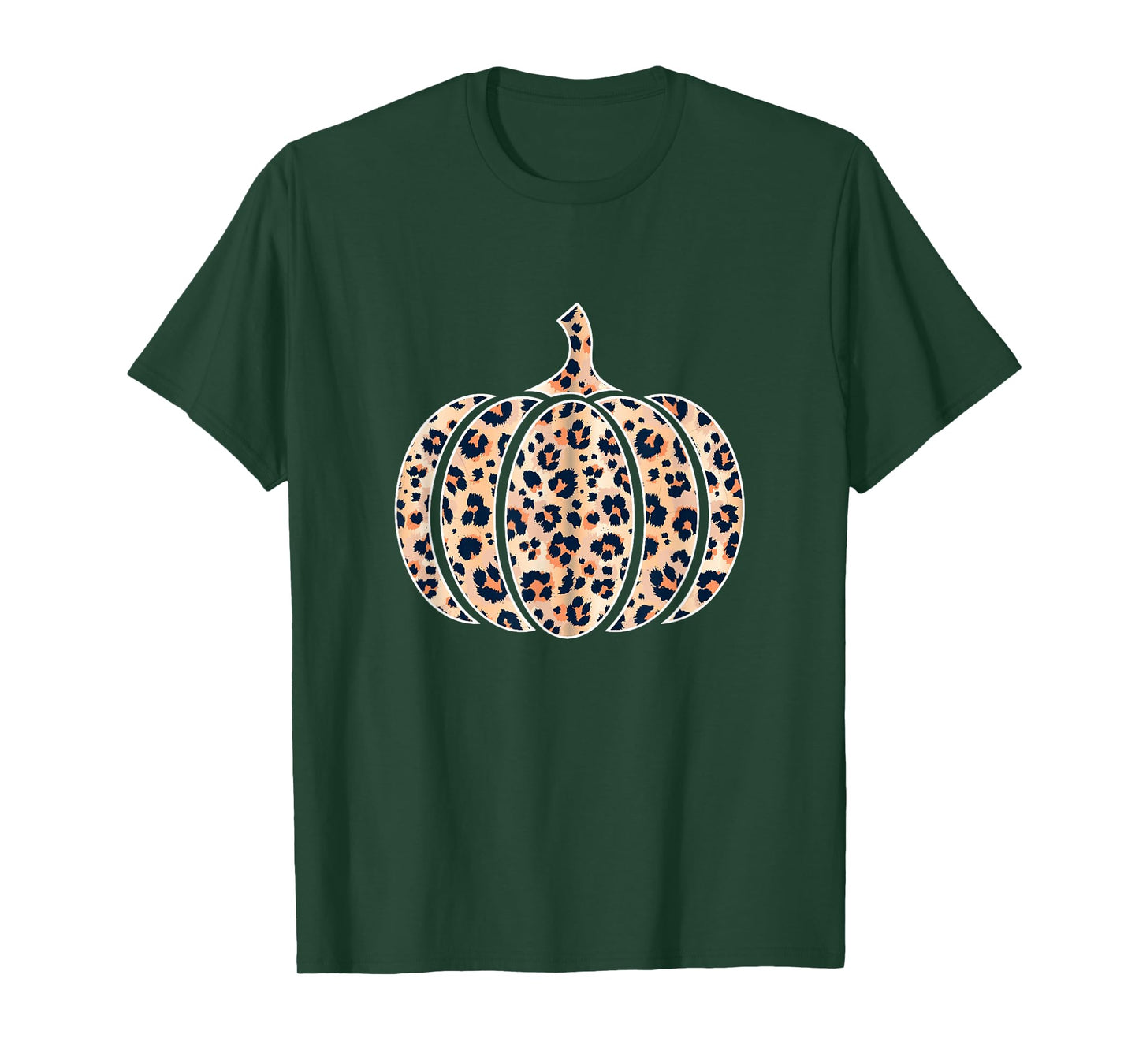 Halloween Pumpkin Women Plaid Leopard Print Thanksgiving T-Shirt