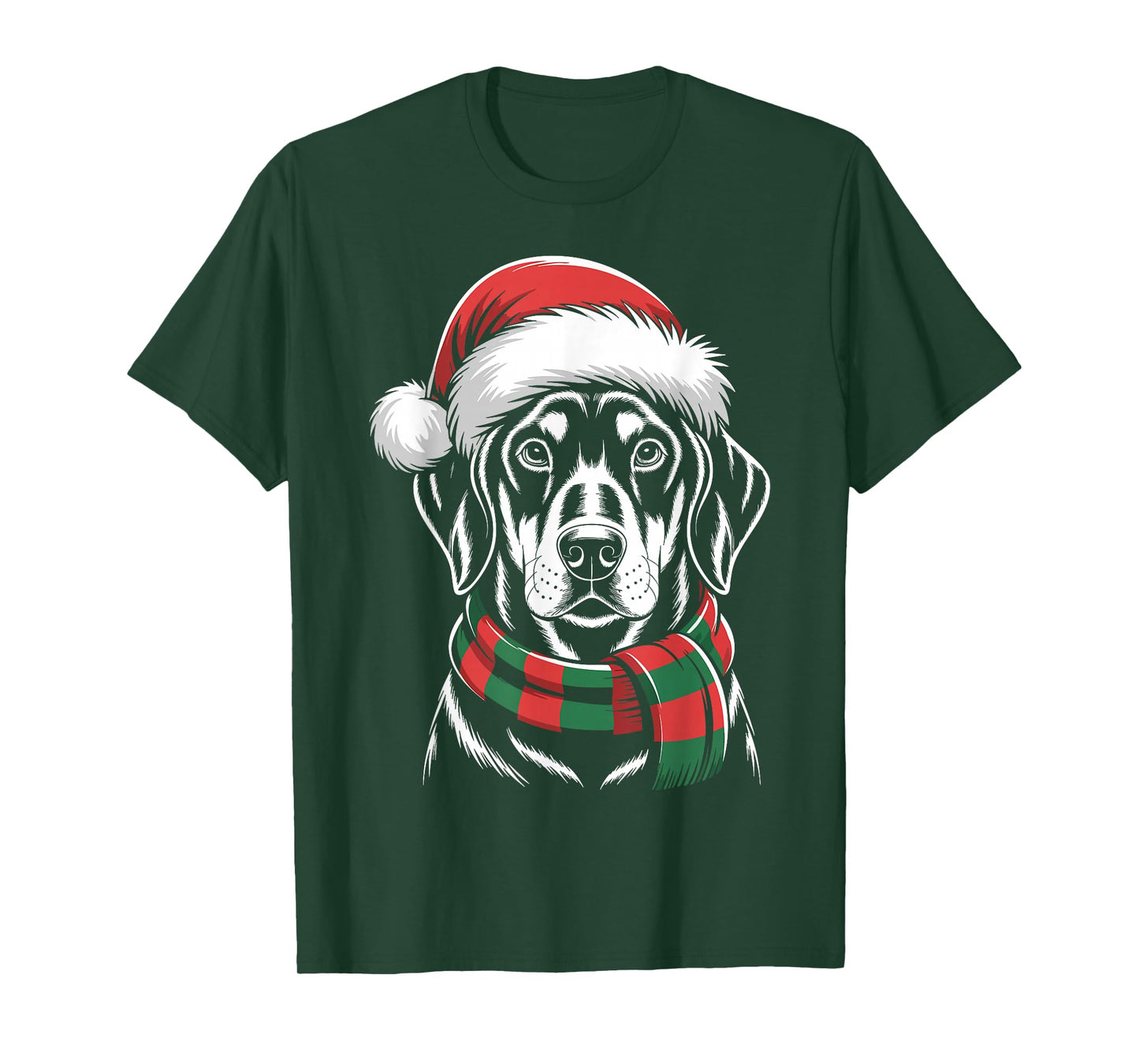 Doberman Dog Xmas Santa Hat Scarf Christmas Costume T-Shirt