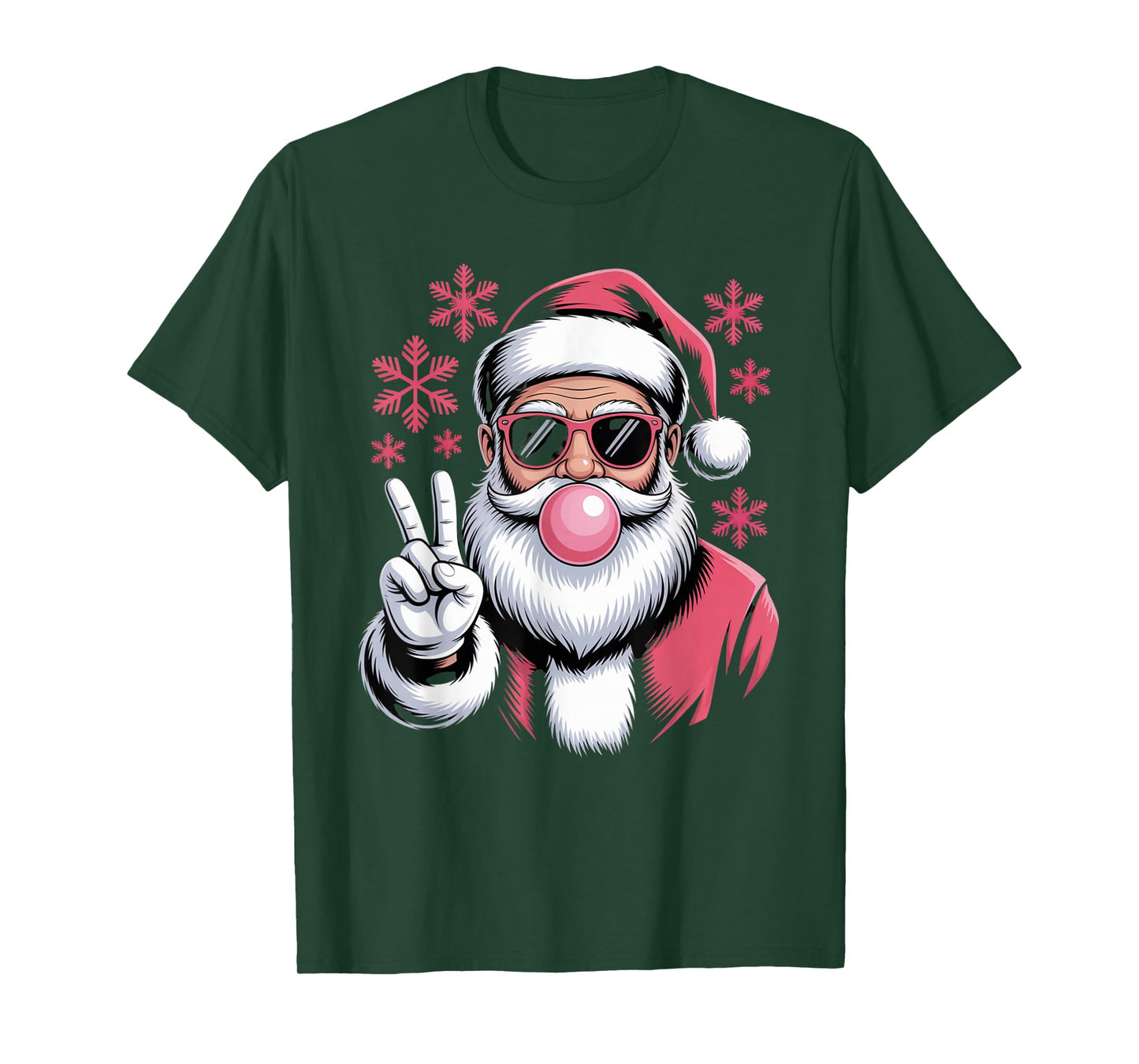 Santa Peace Sign Bubblegum Christmas Vibe T-Shirt