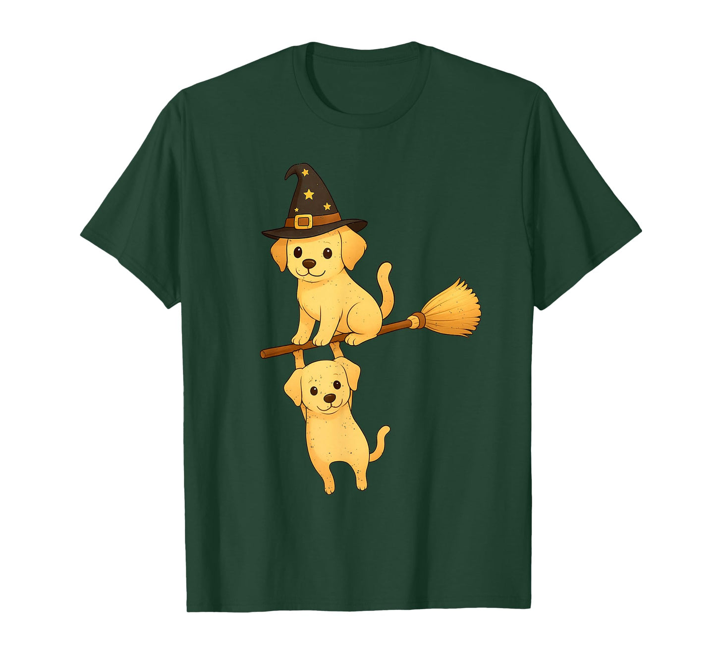 Witch Broom Labrador Puppies Halloween Cute Dog Lover Puppy T-Shirt