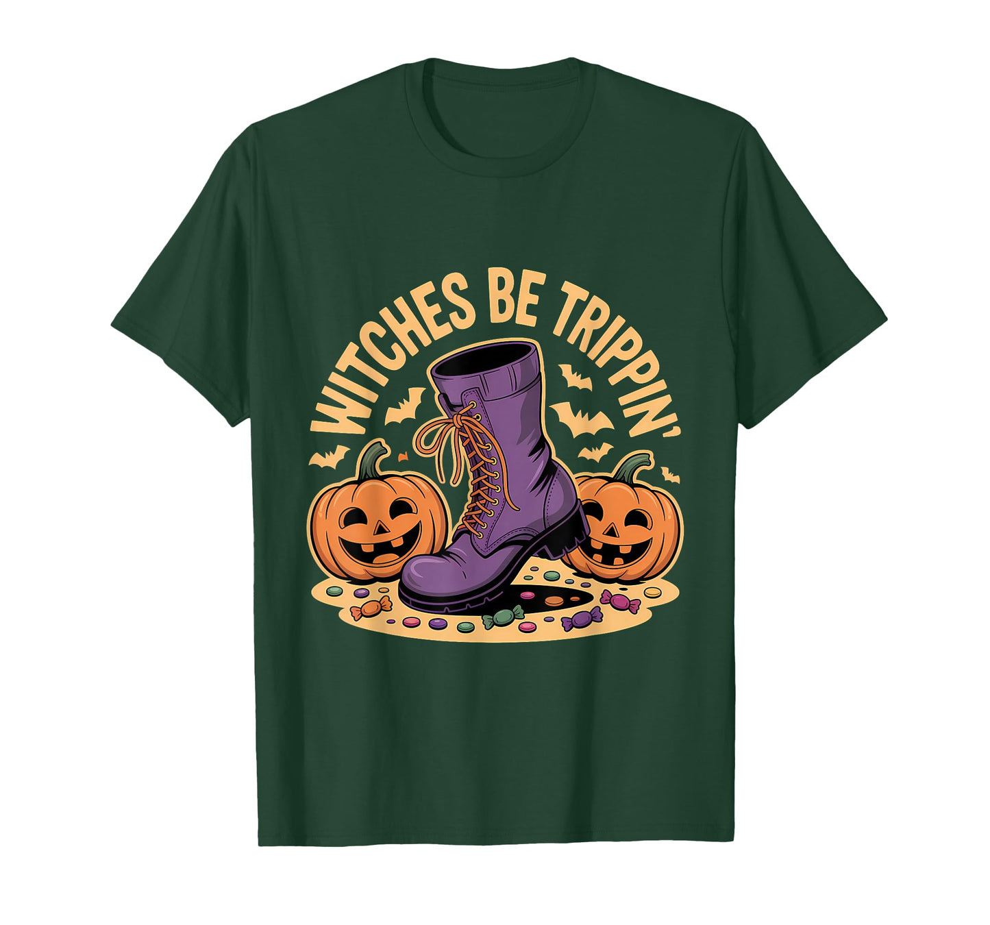 Witches Be Trippin' Pumpkin Boot Fun T-Shirt