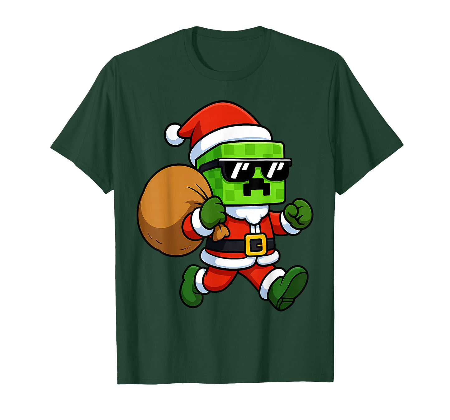 Christmas Santa Claus Video Gamer Pixel Boys Men Kids Xmas T-Shirt