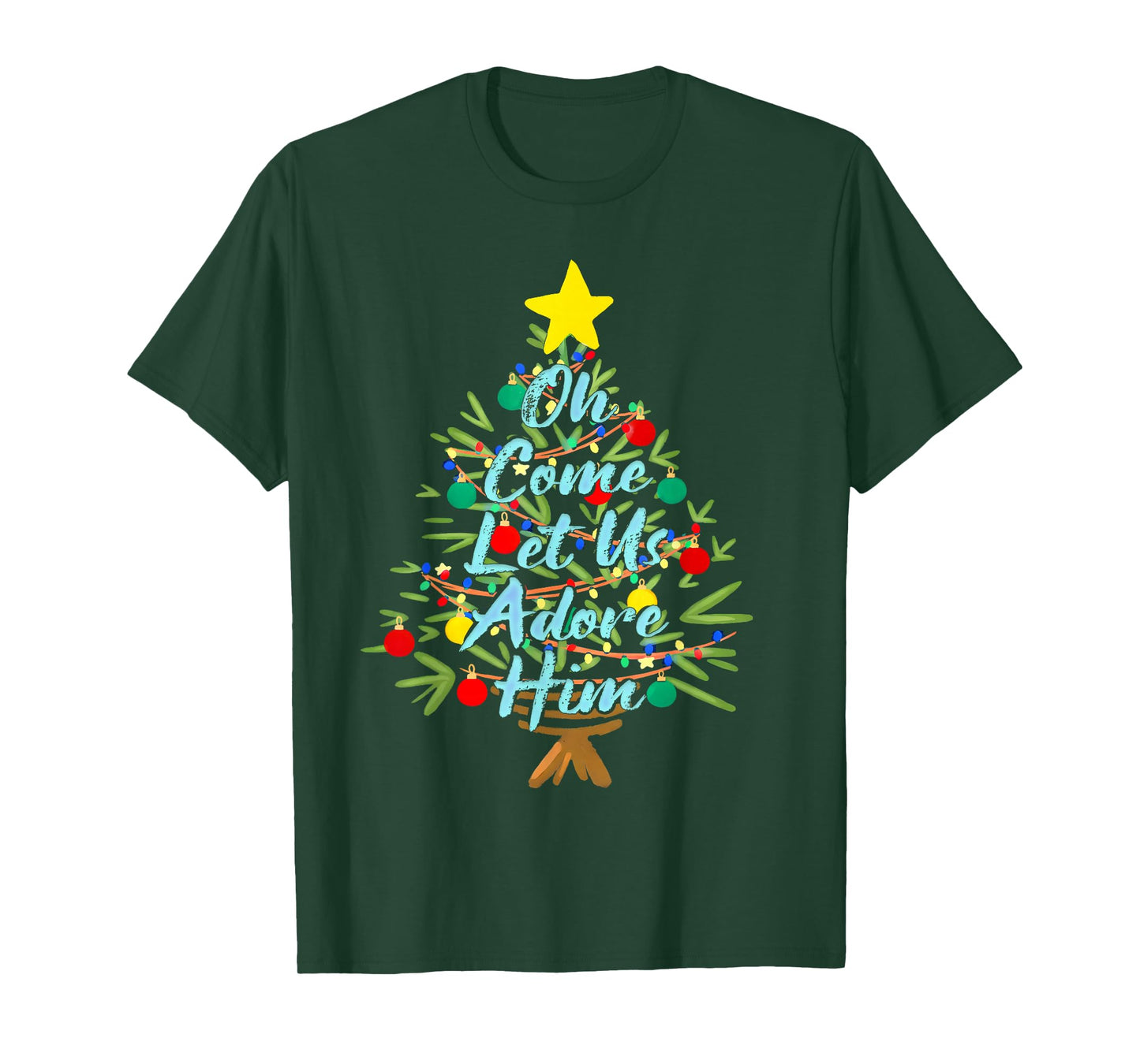Christian Merry Christmas Xmas Oh Comes Lets Us Adore Him T-Shirt