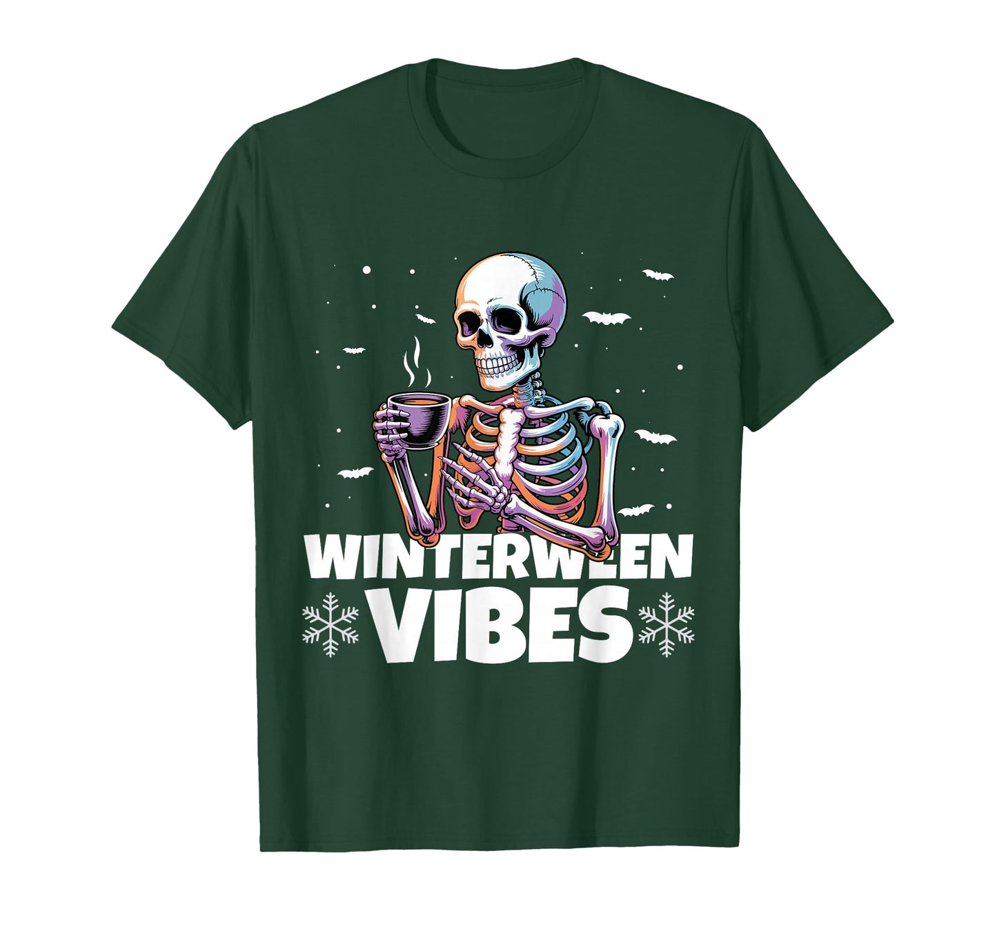 Winterween Vibes Winter Halloween Christmas Skeleton T-Shirt