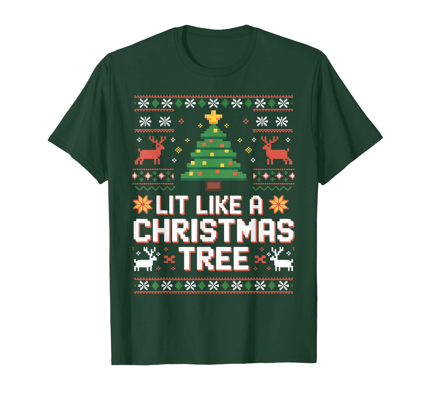 Lit Like A Christmas Tree Xmas Funny Holiday Party Humor T-Shirt