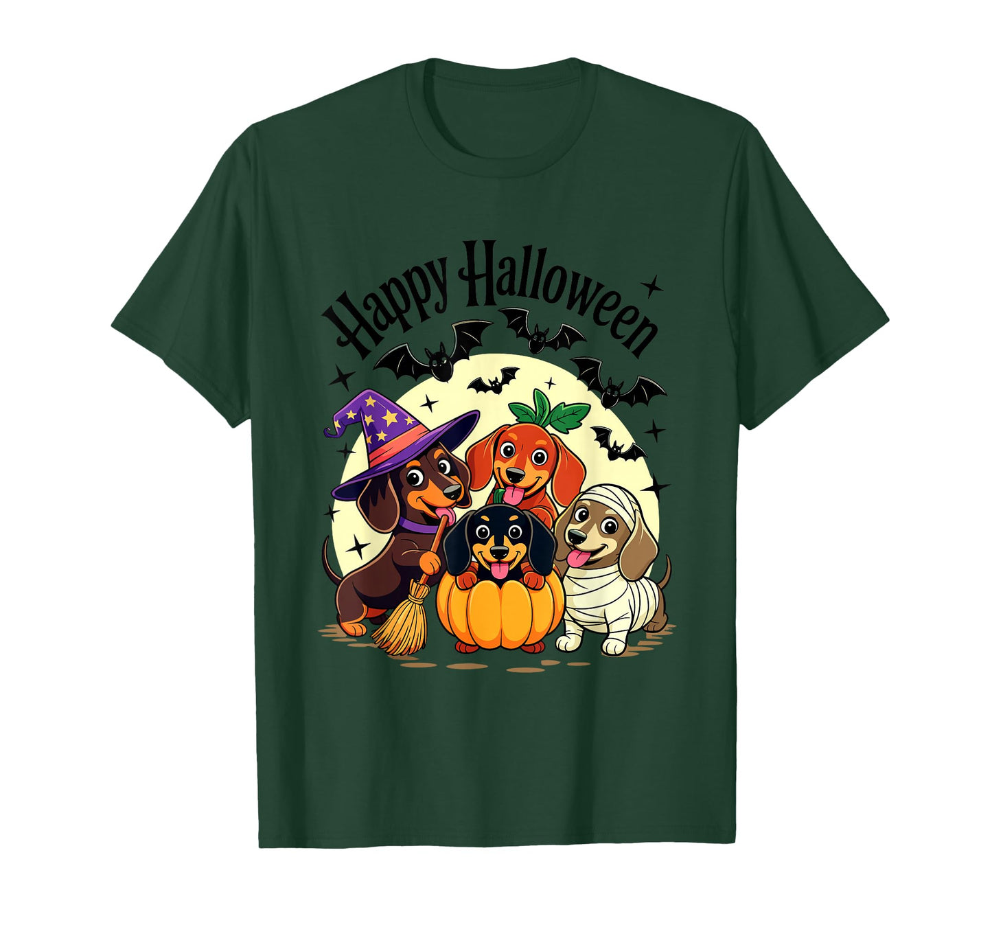 Halloween Dachshund Dogs Costumes Squad Witch Pumpkin Mummy T-Shirt