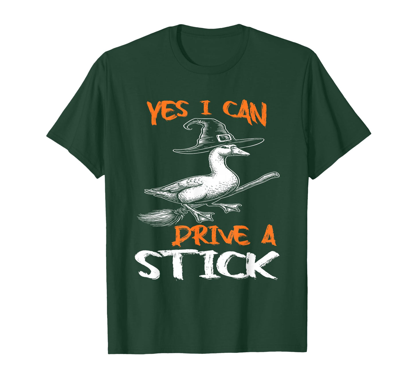 Funny Witch Goose Yes I Can Drive A Stick Halloween T-Shirt
